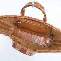 HENRY CUIR Margarita マルガリータ レザー メッシュ トートバッグ ブラウン レディース アンリークイール【中古】5-0718G♪