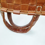 HENRY CUIR Margarita マルガリータ レザー メッシュ トートバッグ ブラウン レディース アンリークイール【中古】5-0718G♪