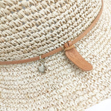 IL BISONTE ストローハット チャーム付き 帽子 ハット ベージュ レディース イルビゾンテ【中古】5-0808M◎