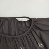 mina perhonen choucho 定価46200円 wa3546 刺繍 コットン サイズ40 ベルト付き ワンピース グレー レディース ミナペルホネン【中古】5-1214M∞