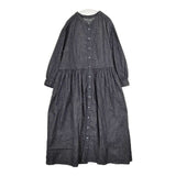 nest Robe 01233-1427 コットンリネンダンガリーギャザー ワンピース 23AW ネイビー レディース ネストローブ【中古】5-1214M∞