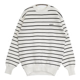 emmi 10th emmiロゴミラノリブトップス 定価15400円 ボーダー コットン ニット 25SS ホワイト ブラック レディース エミ【中古】5-0718M♪