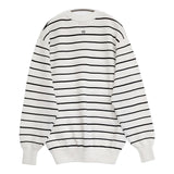 emmi 10th emmiロゴミラノリブトップス 定価15400円 ボーダー コットン ニット 25SS ホワイト ブラック レディース エミ【中古】5-0718M♪