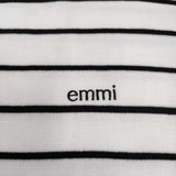 emmi 10th emmiロゴミラノリブトップス 定価15400円 ボーダー コットン ニット 25SS ホワイト ブラック レディース エミ【中古】5-0718M♪