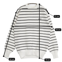 emmi 10th emmiロゴミラノリブトップス 定価15400円 ボーダー コットン ニット 25SS ホワイト ブラック レディース エミ【中古】5-0718M♪