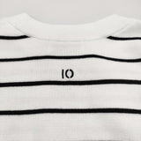 emmi 10th emmiロゴミラノリブトップス 定価15400円 ボーダー コットン ニット 25SS ホワイト ブラック レディース エミ【中古】5-0718M♪