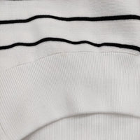 emmi 10th emmiロゴミラノリブトップス 定価15400円 ボーダー コットン ニット 25SS ホワイト ブラック レディース エミ【中古】5-0718M♪