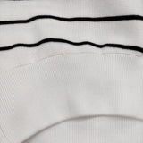 emmi 10th emmiロゴミラノリブトップス 定価15400円 ボーダー コットン ニット 25SS ホワイト ブラック レディース エミ【中古】5-0718M♪