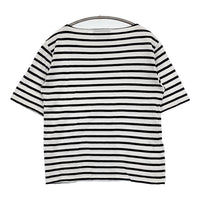 SAINT JAMES ピリアック サイズT1 ボートネックボーダー半袖Ｔシャツ カットソー ホワイト ブラック レディース セントジェームス【中古】5-0725S♪