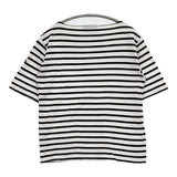 SAINT JAMES ピリアック サイズT1 ボートネックボーダー半袖Ｔシャツ カットソー ホワイト ブラック レディース セントジェームス【中古】5-0725S♪