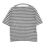 SAINT JAMES ピリアック サイズT1 ボートネックボーダー半袖Ｔシャツ カットソー ホワイト ブラック レディース セントジェームス【中古】5-0725S♪