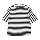 SAINT JAMES ピリアック サイズT1 ボートネックボーダー半袖Ｔシャツ カットソー ホワイト ブラック レディース セントジェームス【中古】5-0725S♪