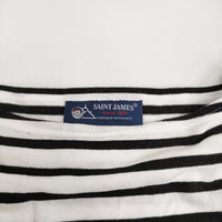 SAINT JAMES ピリアック サイズT1 ボートネックボーダー半袖Ｔシャツ カットソー ホワイト ブラック レディース セントジェームス【中古】5-0725S♪