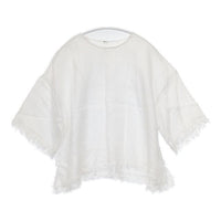 MACPHEE リネン フリンジ ブラウス シャツ ホワイト レディース マカフィー【中古】5-0824S∞