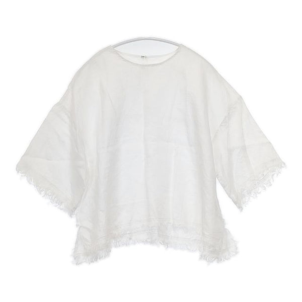MACPHEE リネン フリンジ ブラウス シャツ ホワイト レディース マカフィー【中古】5-0824S∞