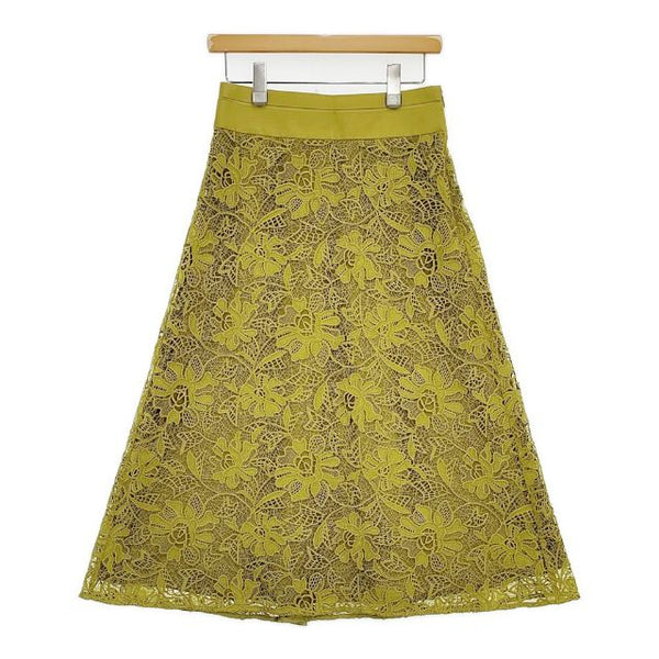 ADORE ウーリーヤーンコードレーススカート ロングスカート イエロー レディース アドーア【中古】5-1027M∞