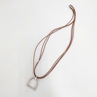 CXC シーエックスシー あぶみモチーフ アクセサリー ネックレス シルバー ブラウン レディース【中古】5-0808G◎