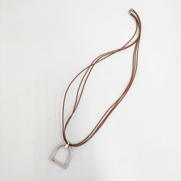CXC シーエックスシー あぶみモチーフ アクセサリー ネックレス シルバー ブラウン レディース【中古】5-0808G◎