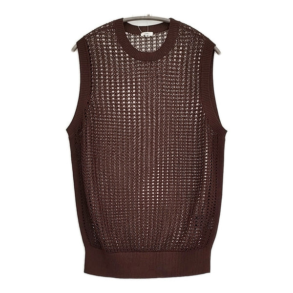 IENA 未使用品 メッシュノースリーブ 定価13200円 25080900450020 透かし柄 ニット 25SS ブラウン レディース イエナ【中古】5-0718M♪