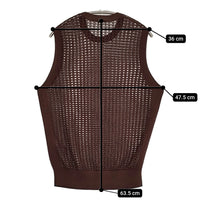 IENA 未使用品 メッシュノースリーブ 定価13200円 25080900450020 透かし柄 ニット 25SS ブラウン レディース イエナ【中古】5-0718M♪