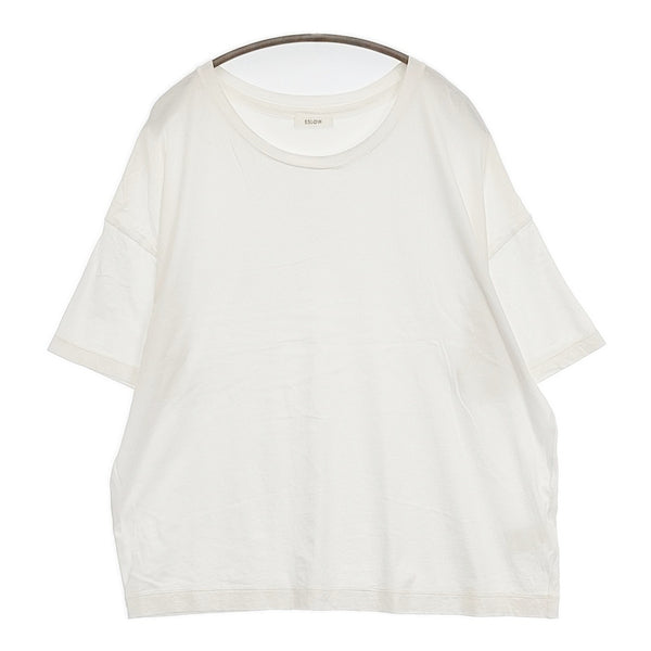 ESLOW CREWNECK PULLOVER メルローズ 日本製 定価13200円 半袖Ｔシャツ カットソー 21AW ホワイト レディース エスロー【中古】5-0725S♪