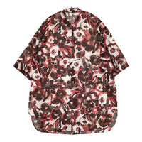 BEAUTY&YOUTH UNITED ARROWS フラワープリントバンドカラーシャツ 定価13750円 シアー レッド レディース ビューティアンドユース【中古】5-0725S♪