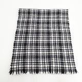 destin カシミヤ混 ウールマフラー イタリア製 チェック ストール ホワイト ブラック レディース デスティン【中古】5-1117T◎