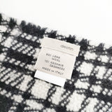 destin カシミヤ混 ウールマフラー イタリア製 チェック ストール ホワイト ブラック レディース デスティン【中古】5-1117T◎