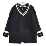 BATONER チルデンセーター 定価30800円 BN-20FL-042 サイズ1 Vネック セーター ニット ブラック ホワイト レディース バトナー【中古】5-1103T♪