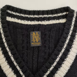 BATONER チルデンセーター 定価30800円 BN-20FL-042 サイズ1 Vネック セーター ニット ブラック ホワイト レディース バトナー【中古】5-1103T♪