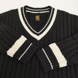 BATONER チルデンセーター 定価30800円 BN-20FL-042 サイズ1 Vネック セーター ニット ブラック ホワイト レディース バトナー【中古】5-1103T♪