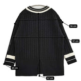 BATONER チルデンセーター 定価30800円 BN-20FL-042 サイズ1 Vネック セーター ニット ブラック ホワイト レディース バトナー【中古】5-1103T♪