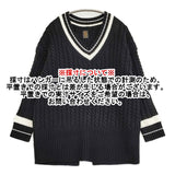 BATONER チルデンセーター 定価30800円 BN-20FL-042 サイズ1 Vネック セーター ニット ブラック ホワイト レディース バトナー【中古】5-1103T♪