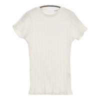 YOUNG & OLSEN BROAD RIB CREW NECK サイズ1 リブ 半袖Ｔシャツ カットソー ホワイト レディース ヤングアンドオルセン【中古】5-0725S♪