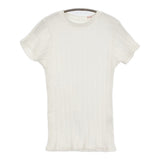 YOUNG & OLSEN BROAD RIB CREW NECK サイズ1 リブ 半袖Ｔシャツ カットソー ホワイト レディース ヤングアンドオルセン【中古】5-0725S♪