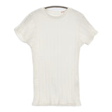 YOUNG & OLSEN BROAD RIB CREW NECK サイズ1 リブ 半袖Ｔシャツ カットソー ホワイト レディース ヤングアンドオルセン【中古】5-0725S♪