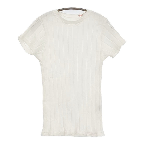 YOUNG & OLSEN BROAD RIB CREW NECK サイズ1 リブ 半袖Ｔシャツ カットソー ホワイト レディース ヤングアンドオルセン【中古】5-0725S♪