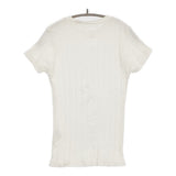 YOUNG & OLSEN BROAD RIB CREW NECK サイズ1 リブ 半袖Ｔシャツ カットソー ホワイト レディース ヤングアンドオルセン【中古】5-0725S♪