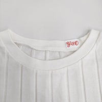 YOUNG & OLSEN BROAD RIB CREW NECK サイズ1 リブ 半袖Ｔシャツ カットソー ホワイト レディース ヤングアンドオルセン【中古】5-0725S♪