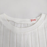 YOUNG & OLSEN BROAD RIB CREW NECK サイズ1 リブ 半袖Ｔシャツ カットソー ホワイト レディース ヤングアンドオルセン【中古】5-0725S♪