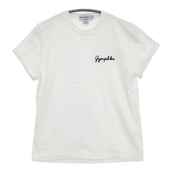 GYMPHLEX ロゴ刺繍Tシャツ J-1155 サイズ12 半袖Ｔシャツ カットソー ホワイト レディース ジムフレックス【中古】5-0725S♪