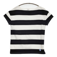 ORCIVAL RC-6829 ワイドボーダー サイズF 半袖Ｔシャツ カットソー ホワイト ブラック レディース オーシバル/オーチバル【中古】5-0725S♪