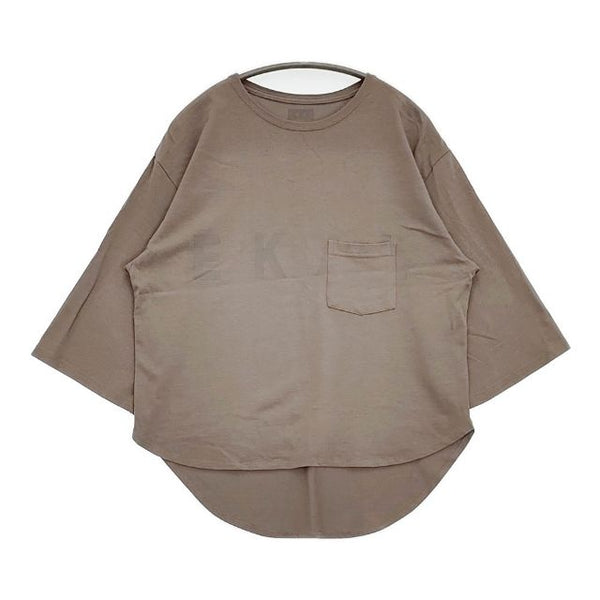 EKAL ロゴロングテール8分袖Tシャツ カットソー ブラウン レディース エカル【中古】5-1027M∞