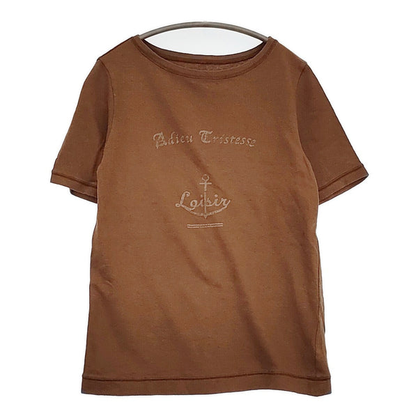 LOISIR/ADIEU TRISTESSE リネンコットン ロゴ マリン 半袖Ｔシャツ ブラウン レディース ロワズィール/アデュートリステス【中古】5-0725S♪