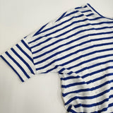 Conges payes 10E C.P. リネン ボーダー 半袖Ｔシャツ カットソー ブルー ホワイト レディース コンジェ ペイエ【中古】5-0725S♪