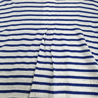 Conges payes 10E C.P. リネン ボーダー 半袖Ｔシャツ カットソー ブルー ホワイト レディース コンジェ ペイエ【中古】5-0725S♪