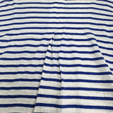 Conges payes 10E C.P. リネン ボーダー 半袖Ｔシャツ カットソー ブルー ホワイト レディース コンジェ ペイエ【中古】5-0725S♪