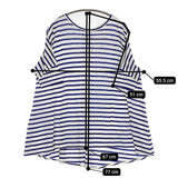 Conges payes 10E C.P. リネン ボーダー 半袖Ｔシャツ カットソー ブルー ホワイト レディース コンジェ ペイエ【中古】5-0725S♪