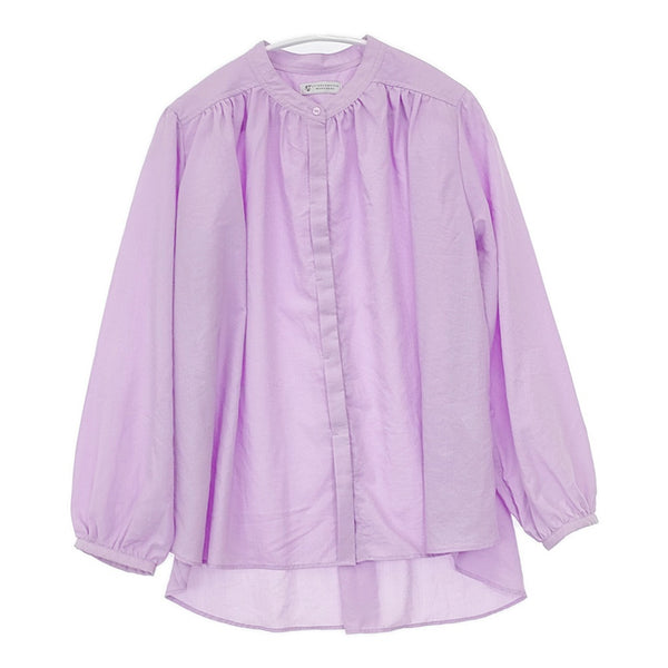 AFTERNOONTEA WARDROBE 長袖 ギャザー バンドカラー GA17-41 ブラウス シャツ ライトパープル レディース アフタヌーンティーワードローブ【中古】5-0904M△