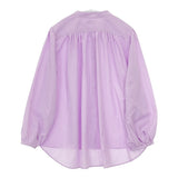 AFTERNOONTEA WARDROBE 長袖 ギャザー バンドカラー GA17-41 ブラウス シャツ ライトパープル レディース アフタヌーンティーワードローブ【中古】5-0904M△